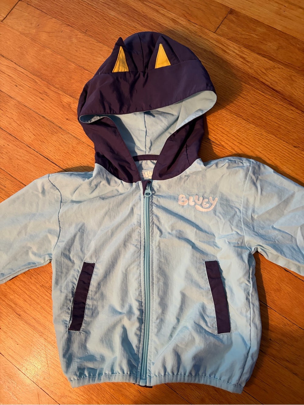 Bluey Light Blue Jacket with Navy Hood and Yellow Ear Accents